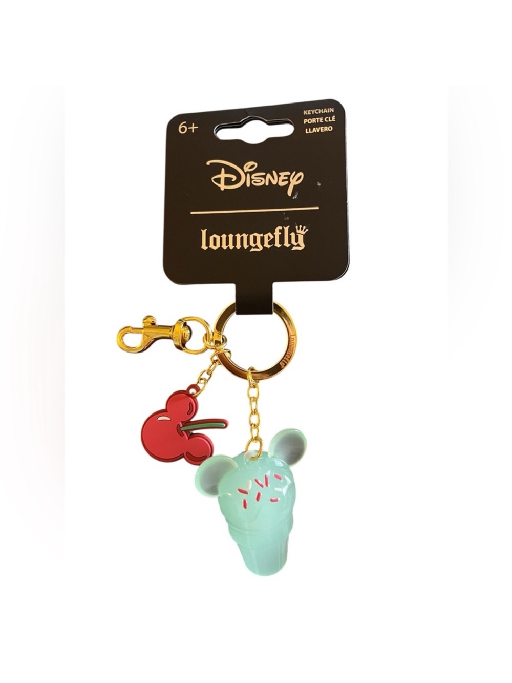 Loungefly Mint Mickey Ice Cream Keychain with Red Cherry Charm